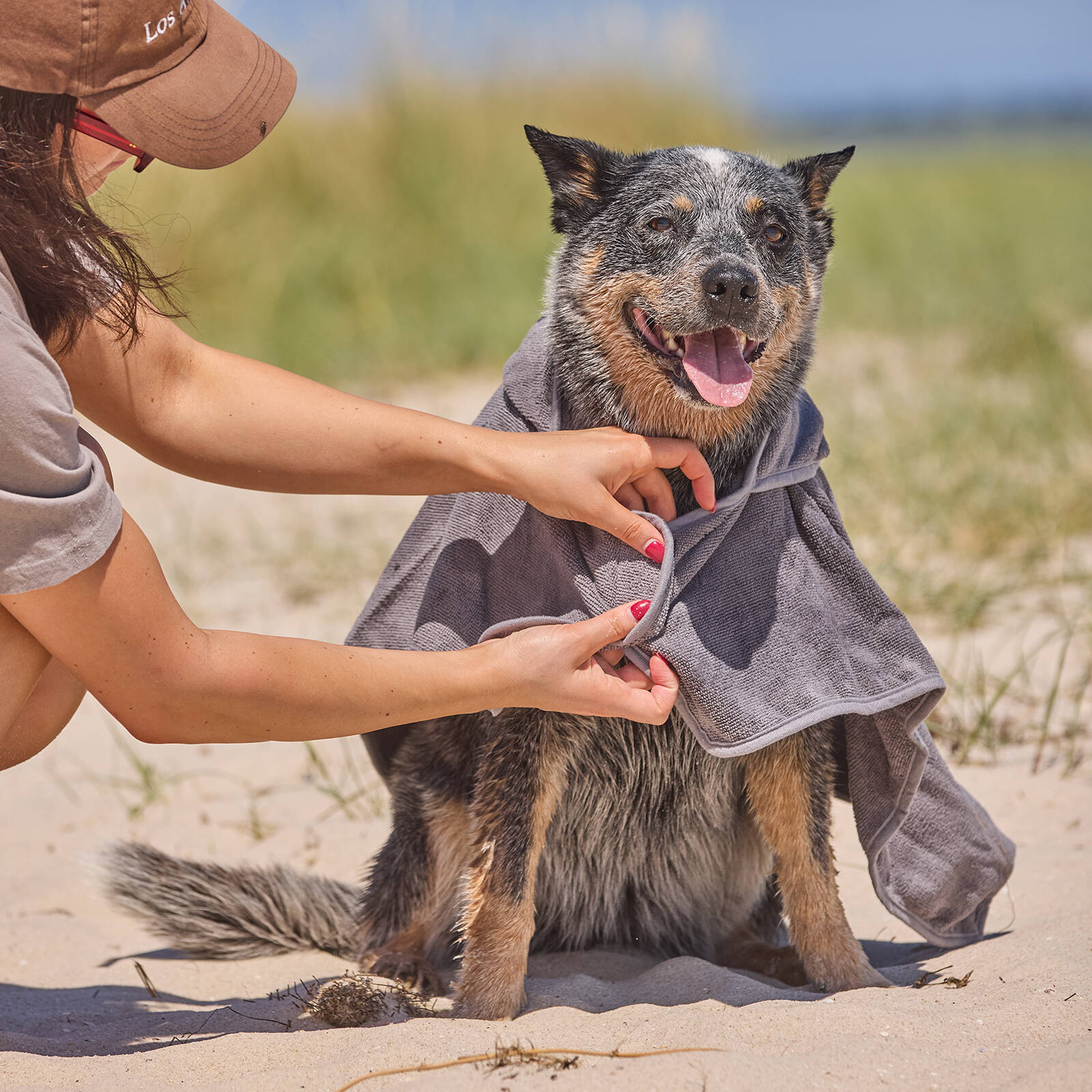Happy Tails Hooded Pet Towel, Super Absorbent Polyester and Nylon