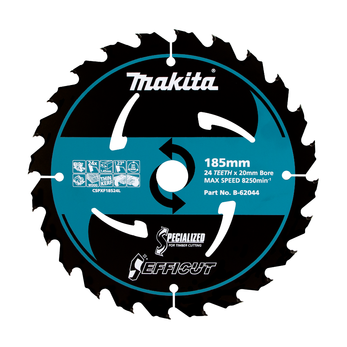 Makita Circular Saw Blade - 185mm x 20mm x 24T - Metal - Efficut