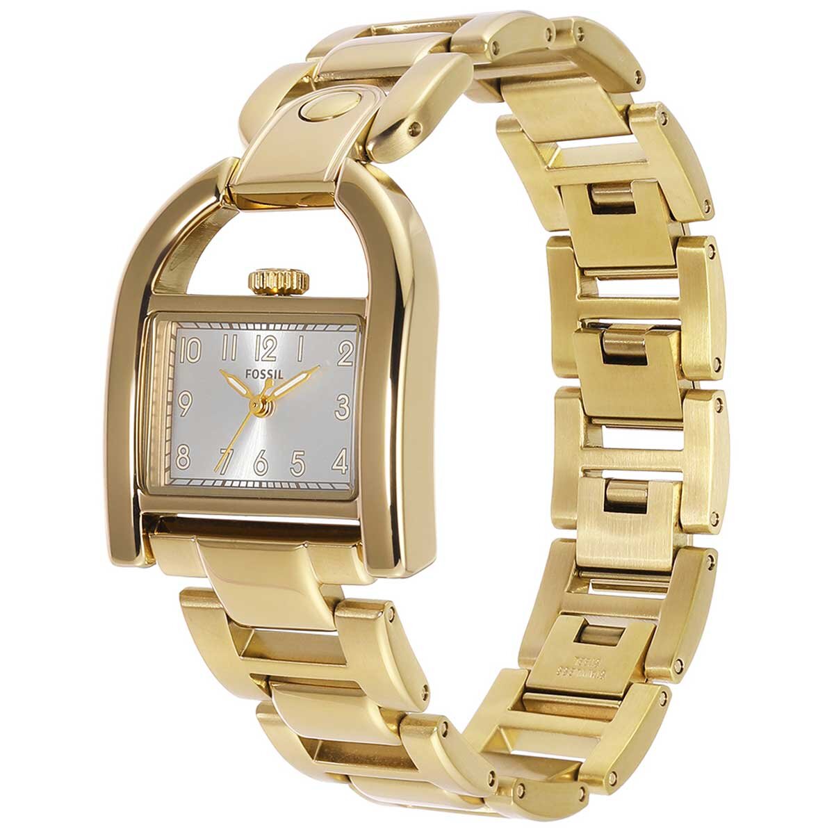 Fossil Harwell Gold Tone Women's Watch ES5327 - Silver Sunray Dial, Gold Tone Stainless Steel Bracelet