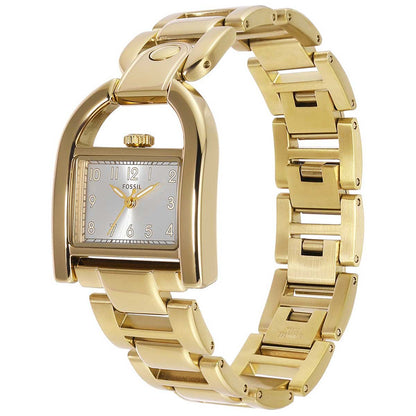 Fossil Harwell Gold Tone Women's Watch ES5327 - Silver Sunray Dial, Gold Tone Stainless Steel Bracelet