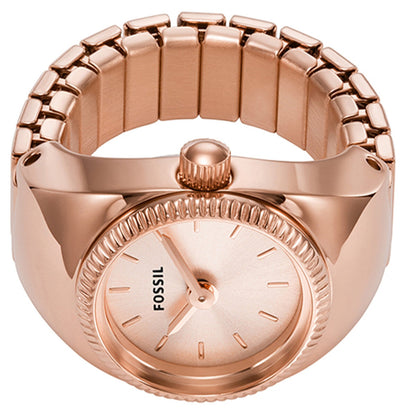 Fossil Rose Gold Tone Women's Ring Watch ES5247
