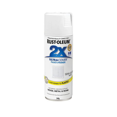 Rust-Oleum 2X Ultra Cover Semi Gloss White 340g - Paint & Primer, UV Resistant