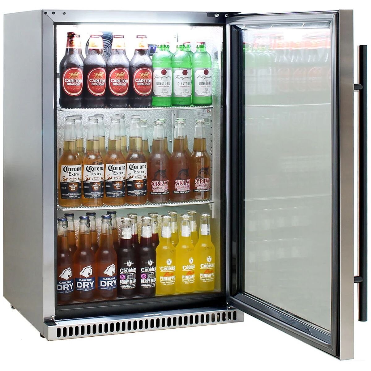 Schmick 118L Alfresco Bar Fridge - 304 Stainless Steel, Heated Triple Glazed Door - SK118R-SS