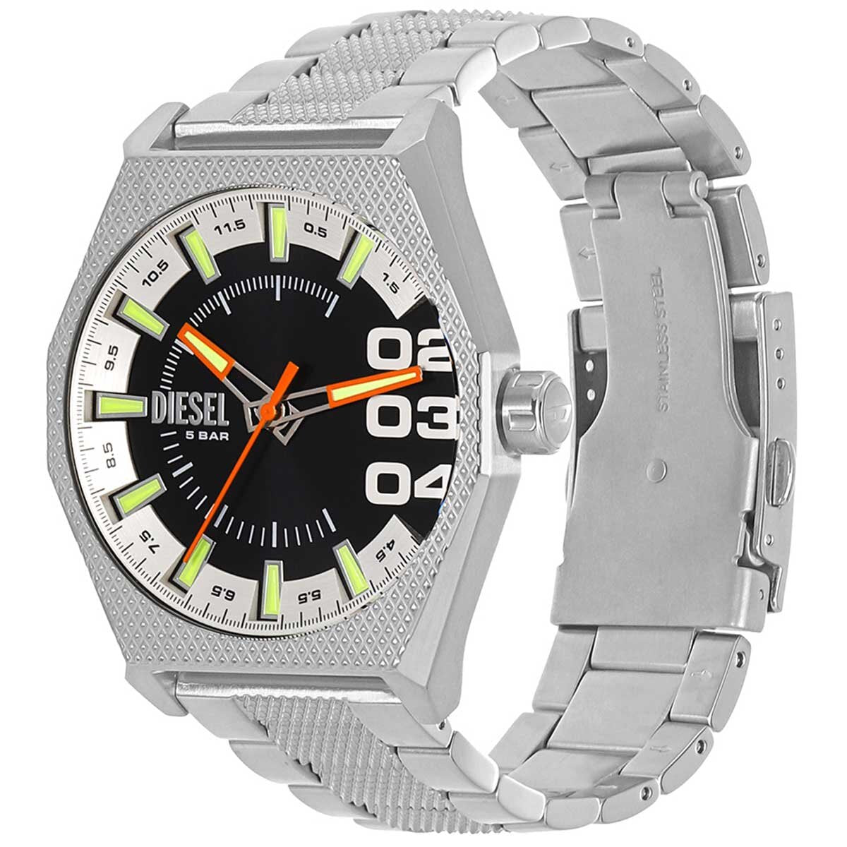 Diesel Scraper Stainless Steel Men's Watch DZ2172 43mm Black Sunray Dial Stainless Steel Bracelet - SuperSaverAU - view 2