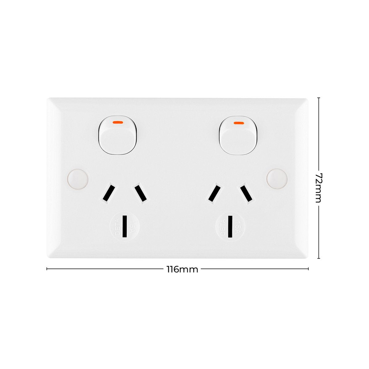 Deta Double Power Point 15A Polycarbonate White Standard Size - SuperSaverAU - view 4