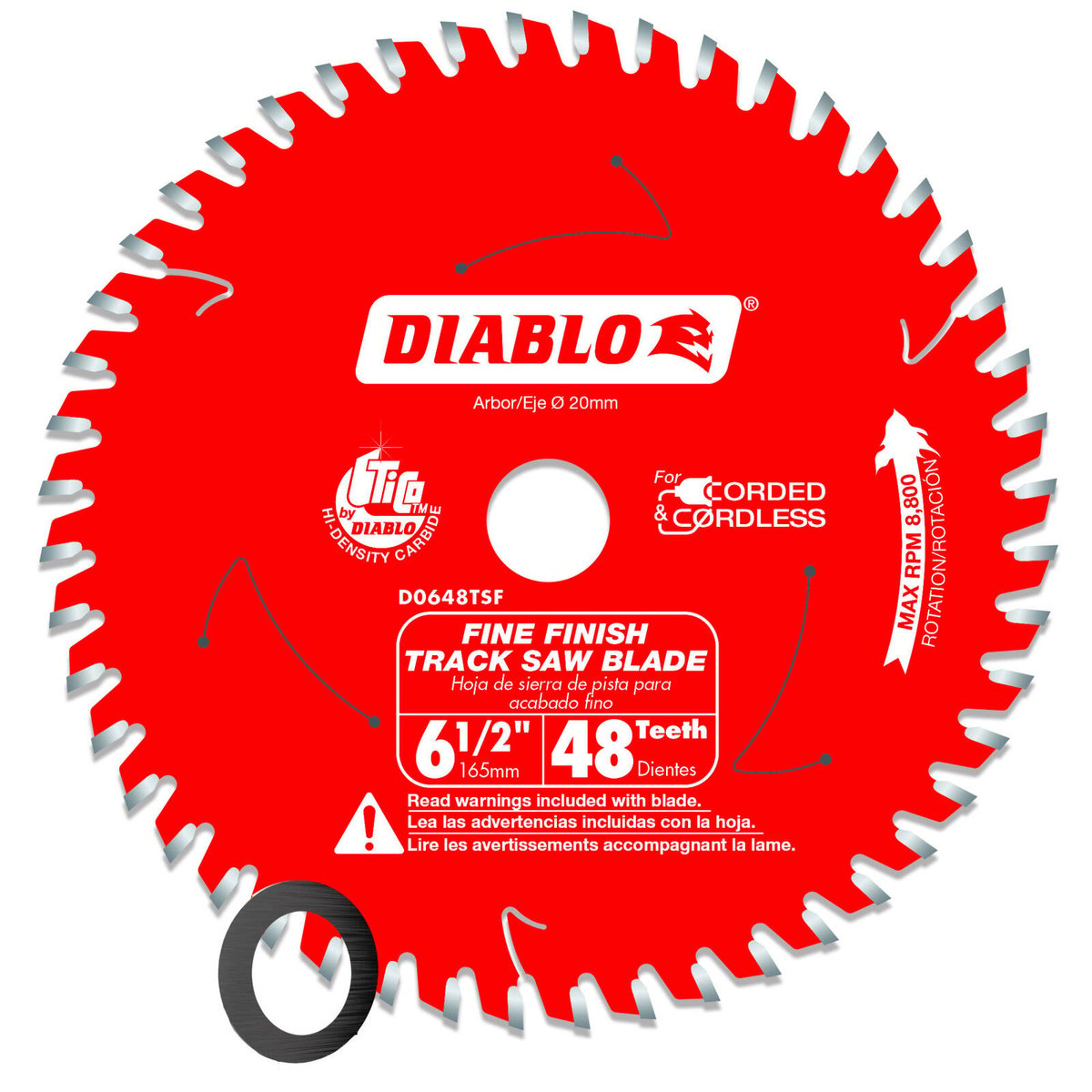 Diablo 165mm Fine Finish Track Saw Blade 48t - TiCo Carbide - Durable Cuts - SuperSaverAU - view 2