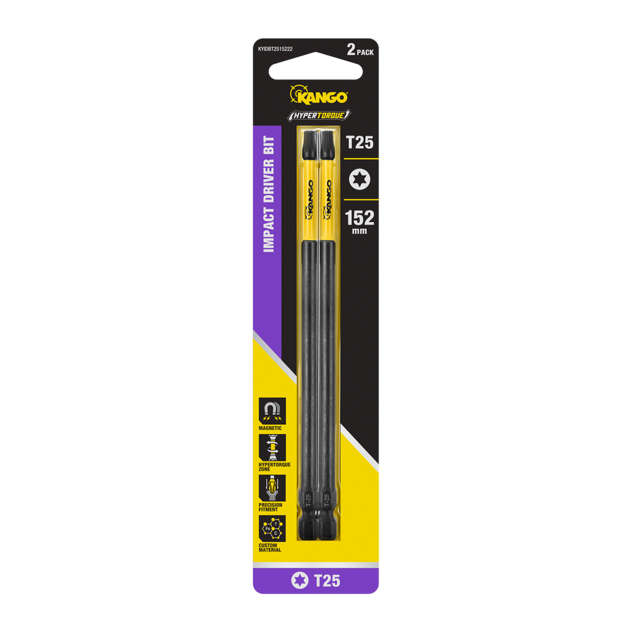 Kango 152mm TX25 HYPERTORQUE Impact Driver Bit 2 Pack - High Torque - Custom Alloy - SuperSaverAU - view 1