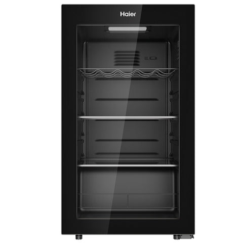 Haier 87L Beverage Fridge - Black, Super Cooling Function, UV Tempered Glass Door - HRF90UC