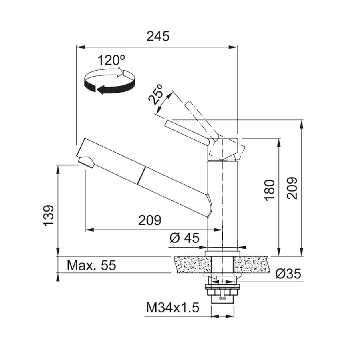 Franke Pull-Out Mixer Tap - Stainless Steel Finish - 15 Year Warranty - 5 Star Water Rating - TA9201