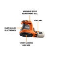 AEG 18V Random Orbital Sander - 125mm - Skin Only - Cordless - Dust Efficient - SuperSaverAU - view 2