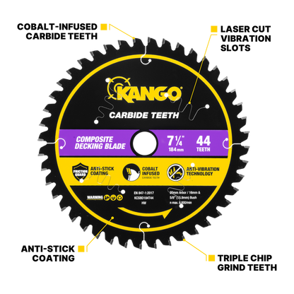 Kango 184mm 44T Composite Decking Circular Saw Blade - Durable - Precise Cuts