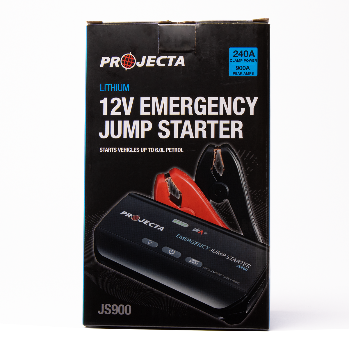 Projecta 12V 900A Jumpstarter - Compact Lithium - 115mm x 185mm x 80mm - Black - 9 Starts - LED Flood Light - USB Power Bank - SuperSaverAU - view 2