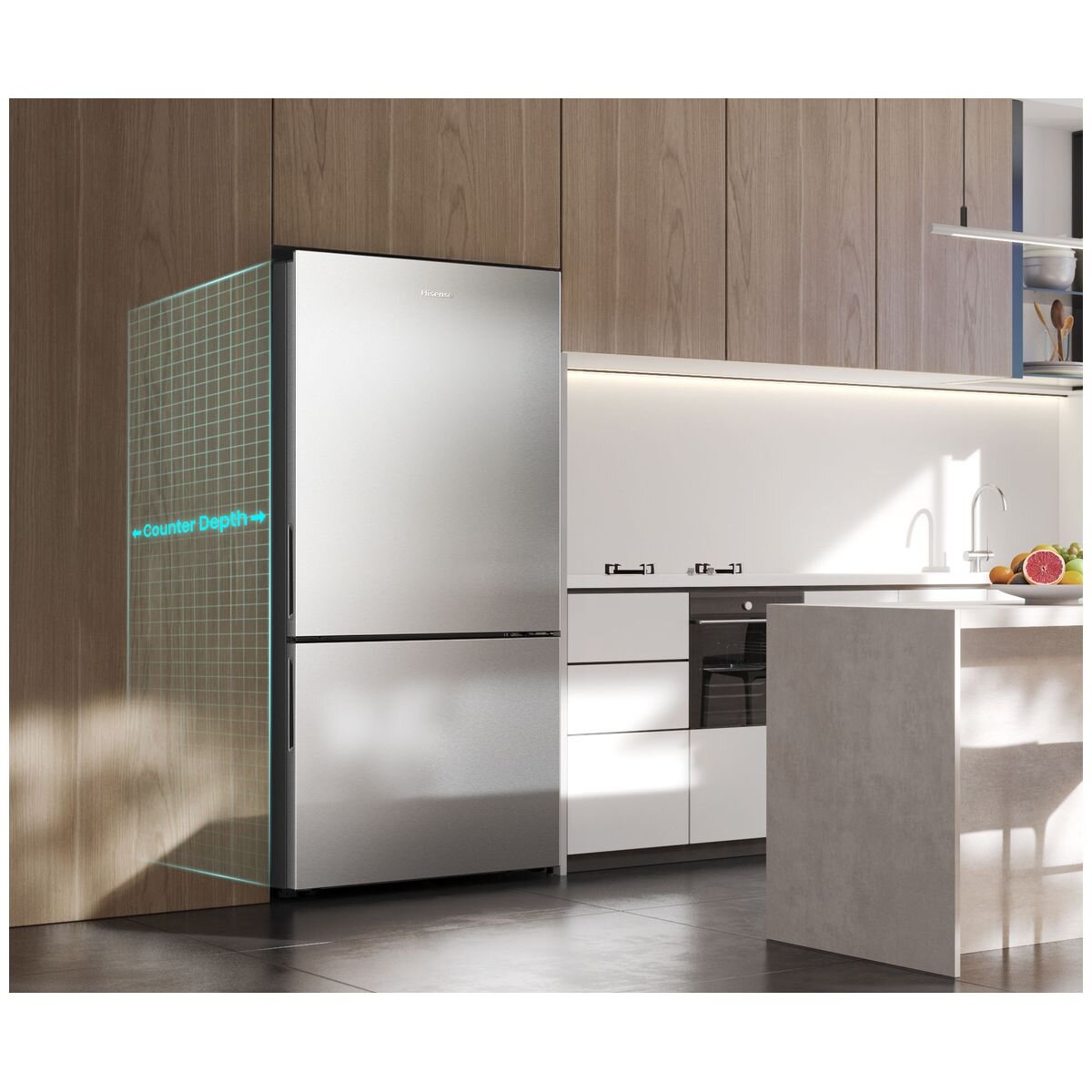 Hisense 503L PureFlat Bottom Mount Fridge - Stainless Steel, 4.5 Star Energy, Double Crispers - HRBM503S