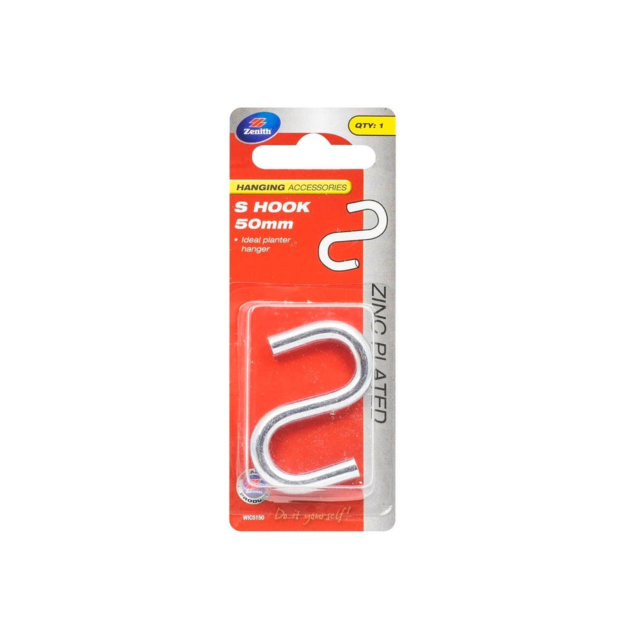 Zenith S Hook - 50 x 6mm - Zinc Plated Steel - Corrosion Resistant - SuperSaverAU - view 1