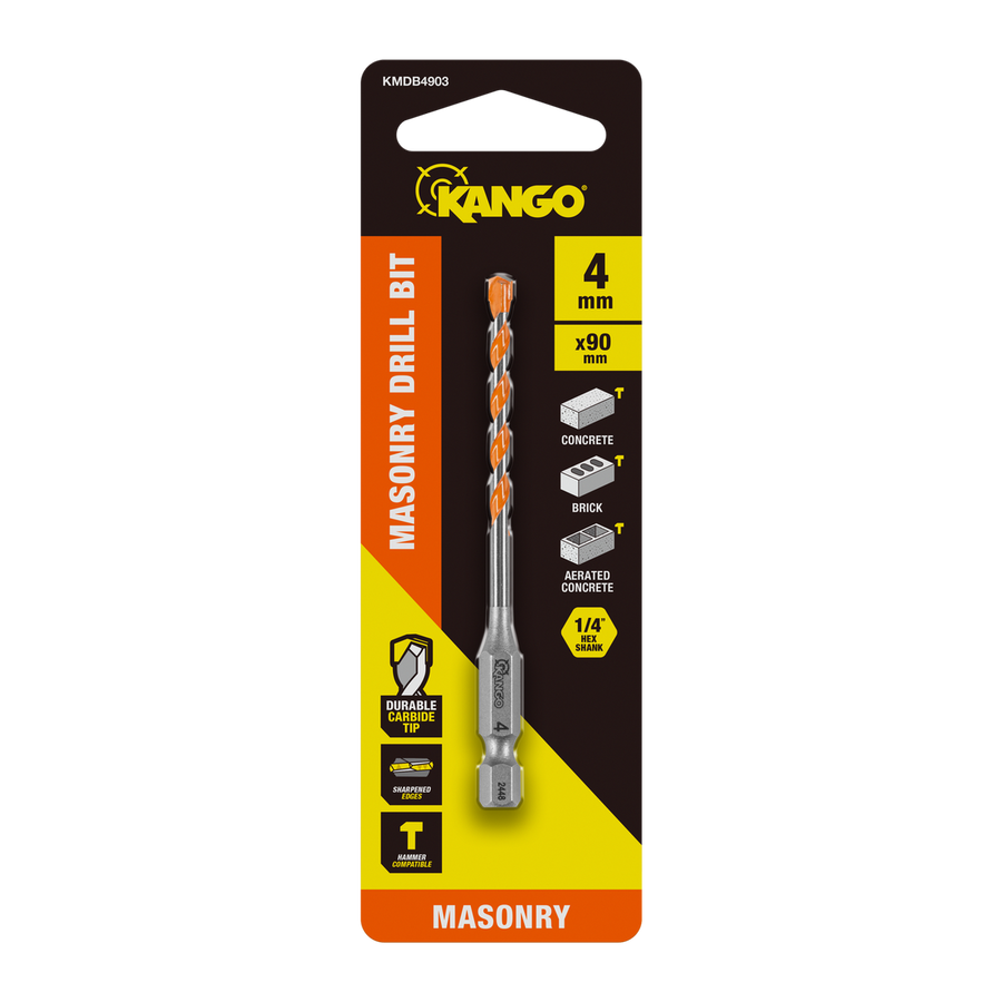 Kango 4 x 90mm Masonry Drill Bit - Durable Carbide Tip - Precision Start - SuperSaverAU - view 1