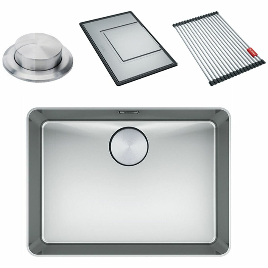 Franke Single Bowl Topmount Sink with Accessories - Stainless Steel, Drainer Tray, Roll Mat - MYX210-55FPC