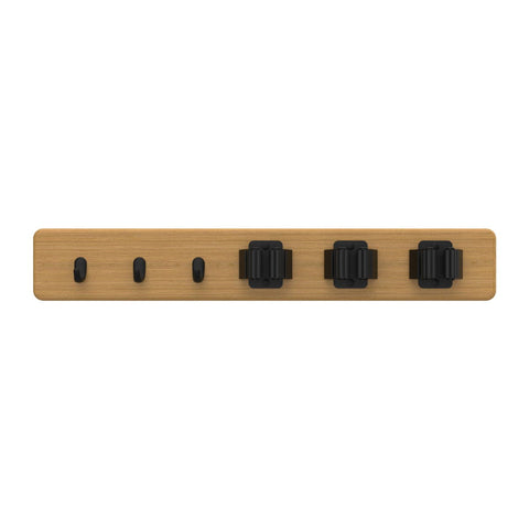 Mode Bamboo Hook Rack - 3 Hooks & 3 Grips - 450mm x 70mm - Black - SuperSaverAU - view 1