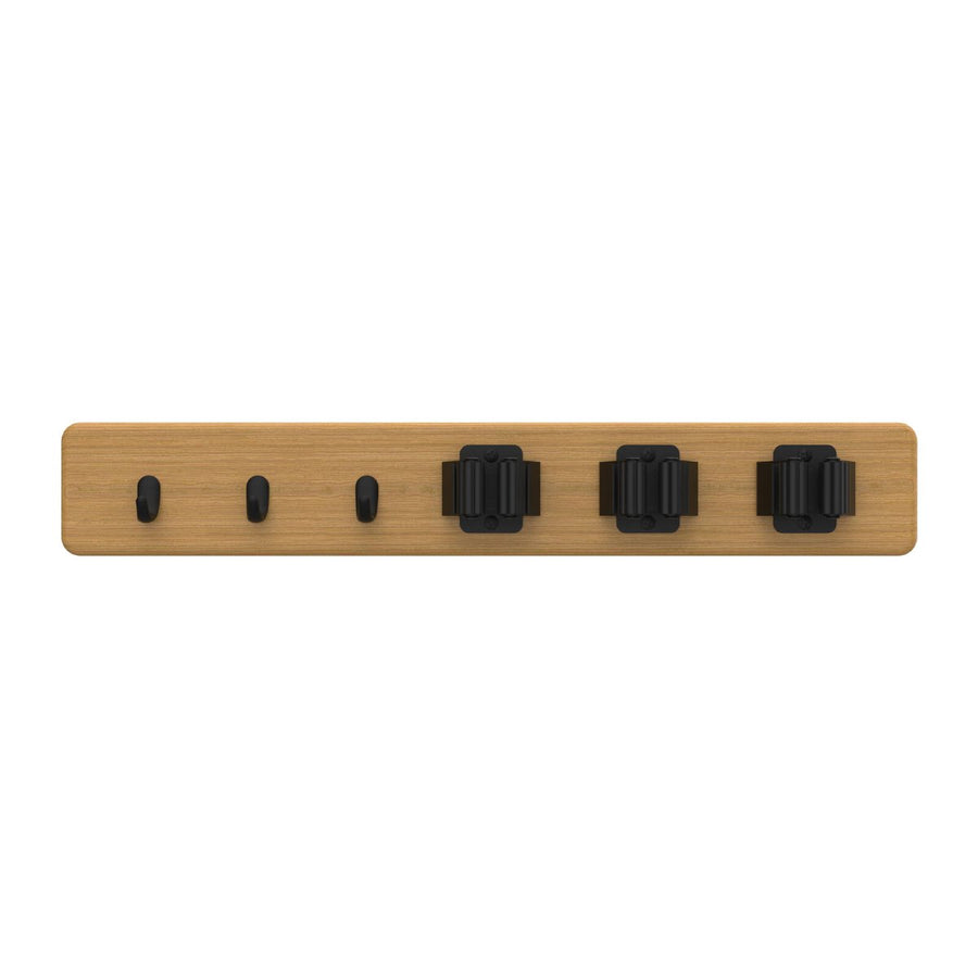 Mode Bamboo Hook Rack - 3 Hooks & 3 Grips - 450mm x 70mm - Black - SuperSaverAU - view 1