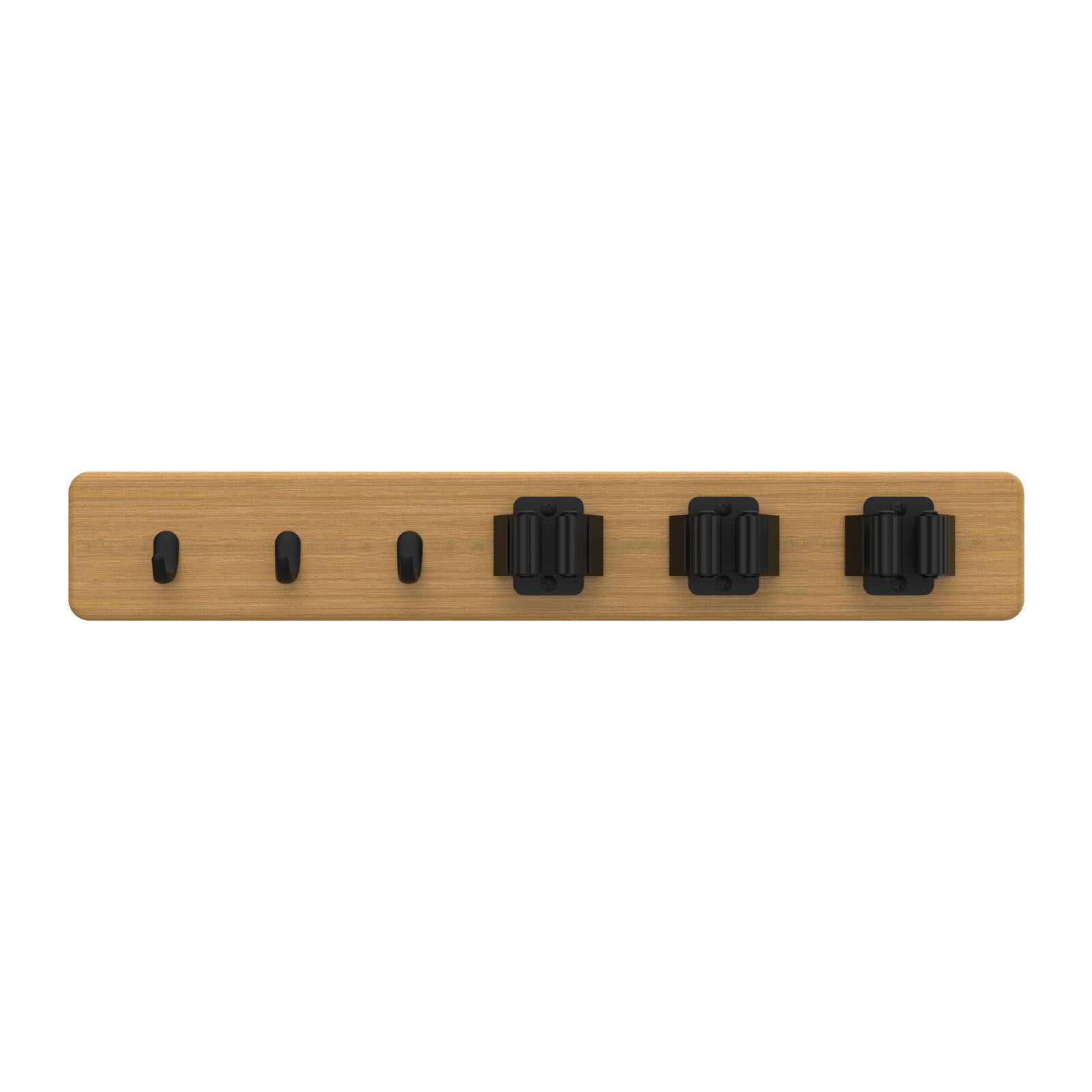 MODE 3 Hooks & 3 Grips On Bamboo Board Hook Rack 450mm Black