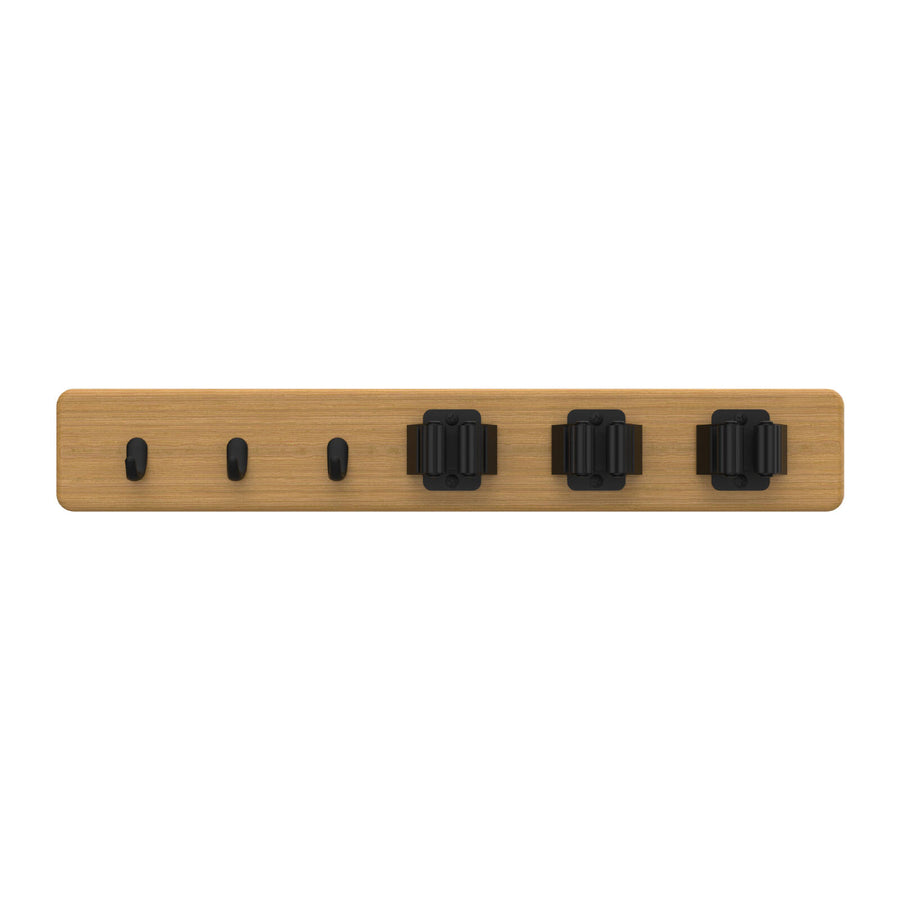 MODE 3 Hooks & 3 Grips On Bamboo Board Hook Rack 450mm Black