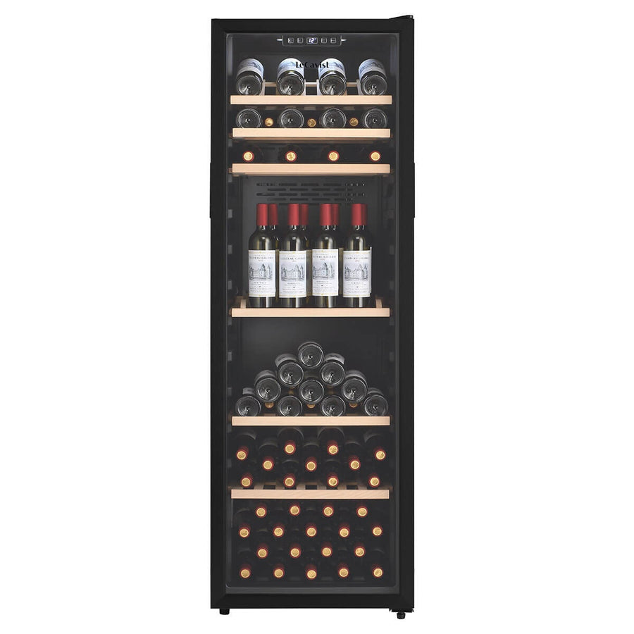 LeCavist 168 Bottle Single Zone Wine Cabinet 301L - Black Finish, Active Carbon Filter - LEK168PV
