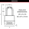 Master Lock 56mm Excell Reset Combo Padlock 38mm Boron-Carbide Shackle