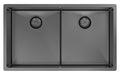 Abey Piazza double bowl sink - Black Pearl stainless steel - drain tray and grid - CR340DB