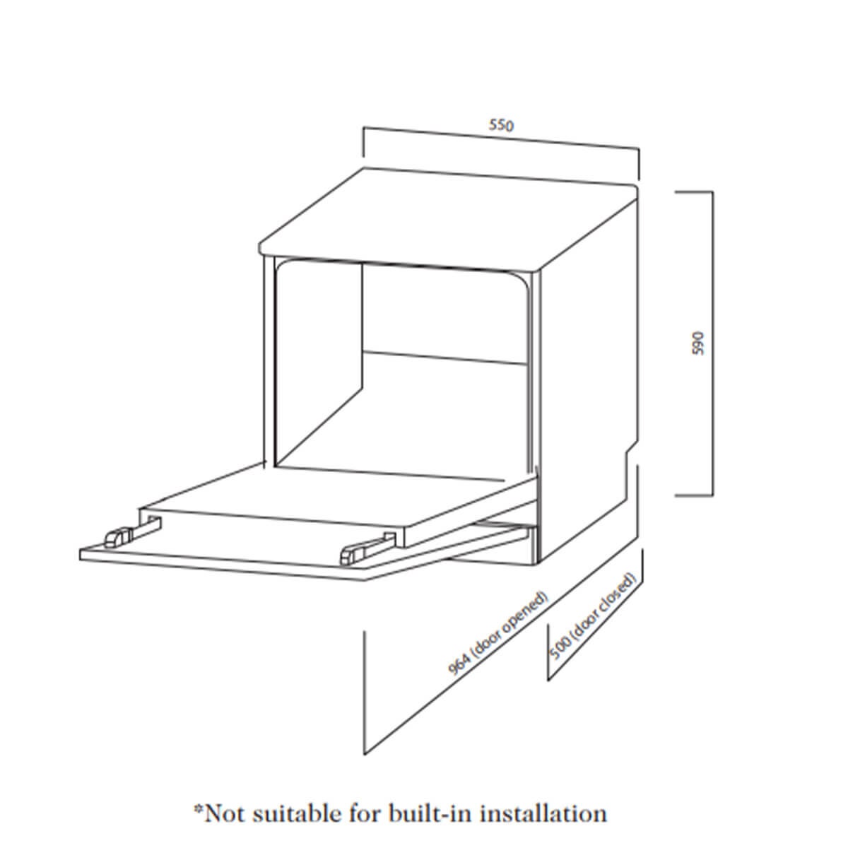 Artusi 8 Place Setting Benchtop Dishwasher - Stainless Steel, Delay Start, Natural Drying - ADW8TTX