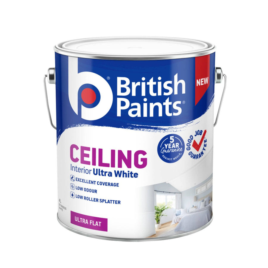 British Paints Ultra White Ceiling Paint - 4L - Quick-Drying, Low Odour - SuperSaverAU - view 1