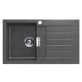Abey Single Bowl Topmount Sink - 27L Granite Cristadur, Right Hand Drainer, Stone - D100SL