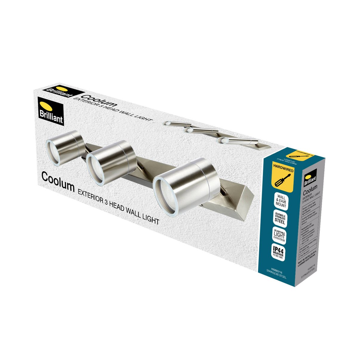 Brilliant Coolum 3 Head Wall Light - Stainless Steel - 600mm - Durable - SuperSaverAU - view 4
