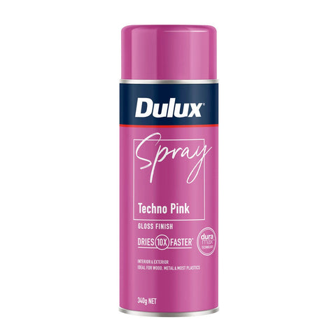 Dulux Spray Paint 340g Gloss Techno Pink - Fast Drying - Self-Priming - SuperSaverAU - view 1