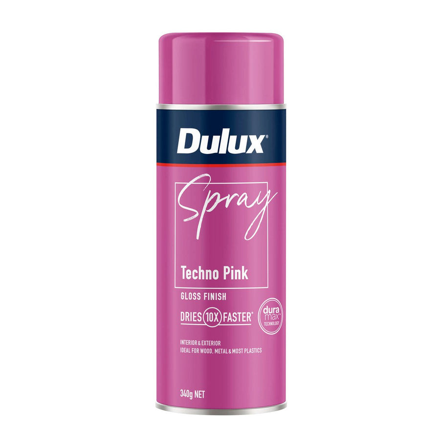 Dulux Spray Paint 340g Gloss Techno Pink - Fast Drying - Self-Priming - SuperSaverAU - view 1