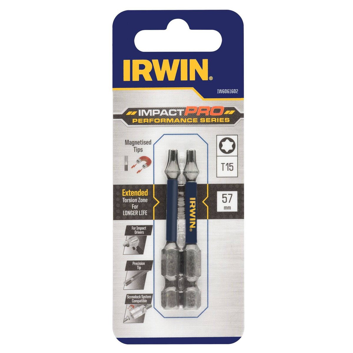 Irwin Impact Bits - 57mm T15 - Magnetised - High Strength - 2 Pack - SuperSaverAU - view 2