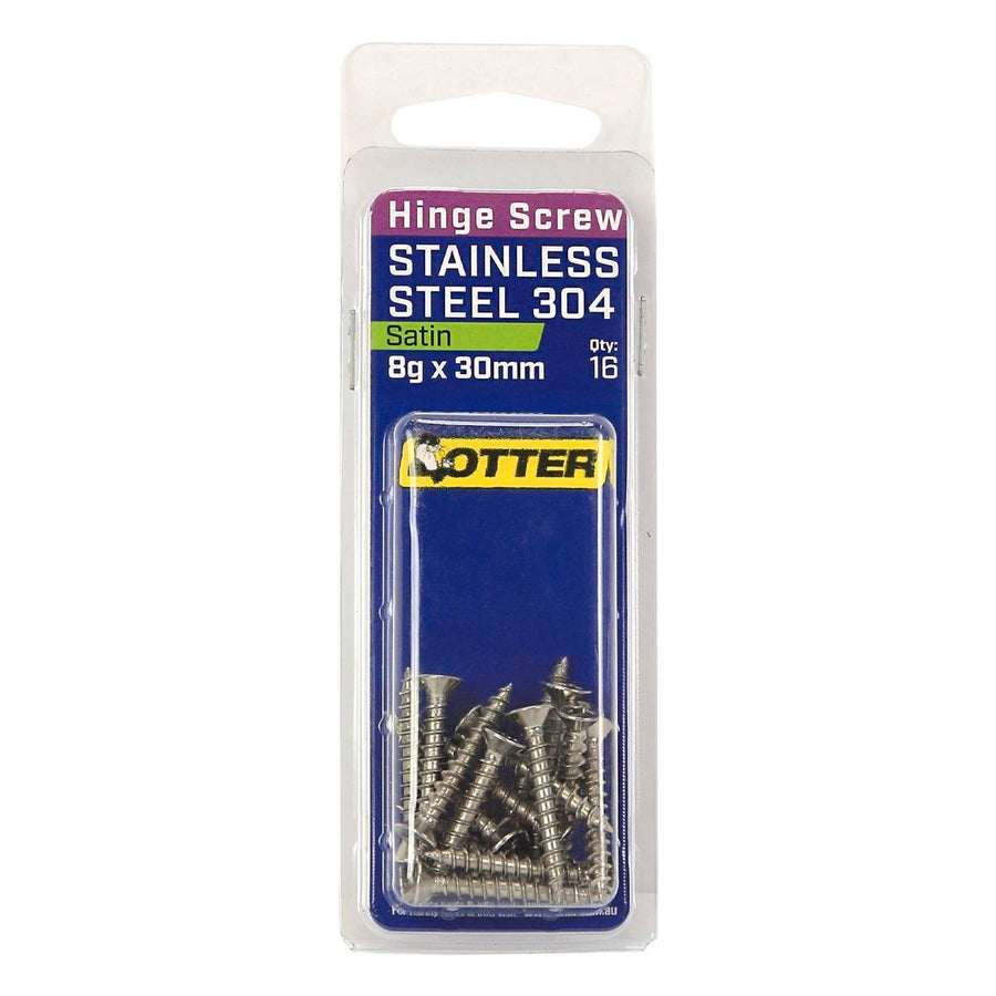 Otter 8 x 30mm Satin Stainless Steel 304 Hinge Screws - 16 Pack - SuperSaverAU - view 1