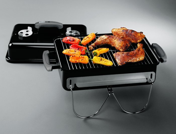 Weber Go Anywhere Portable Charcoal BBQ - Black - Folding Legs - Split Cooking Grill - K121024
