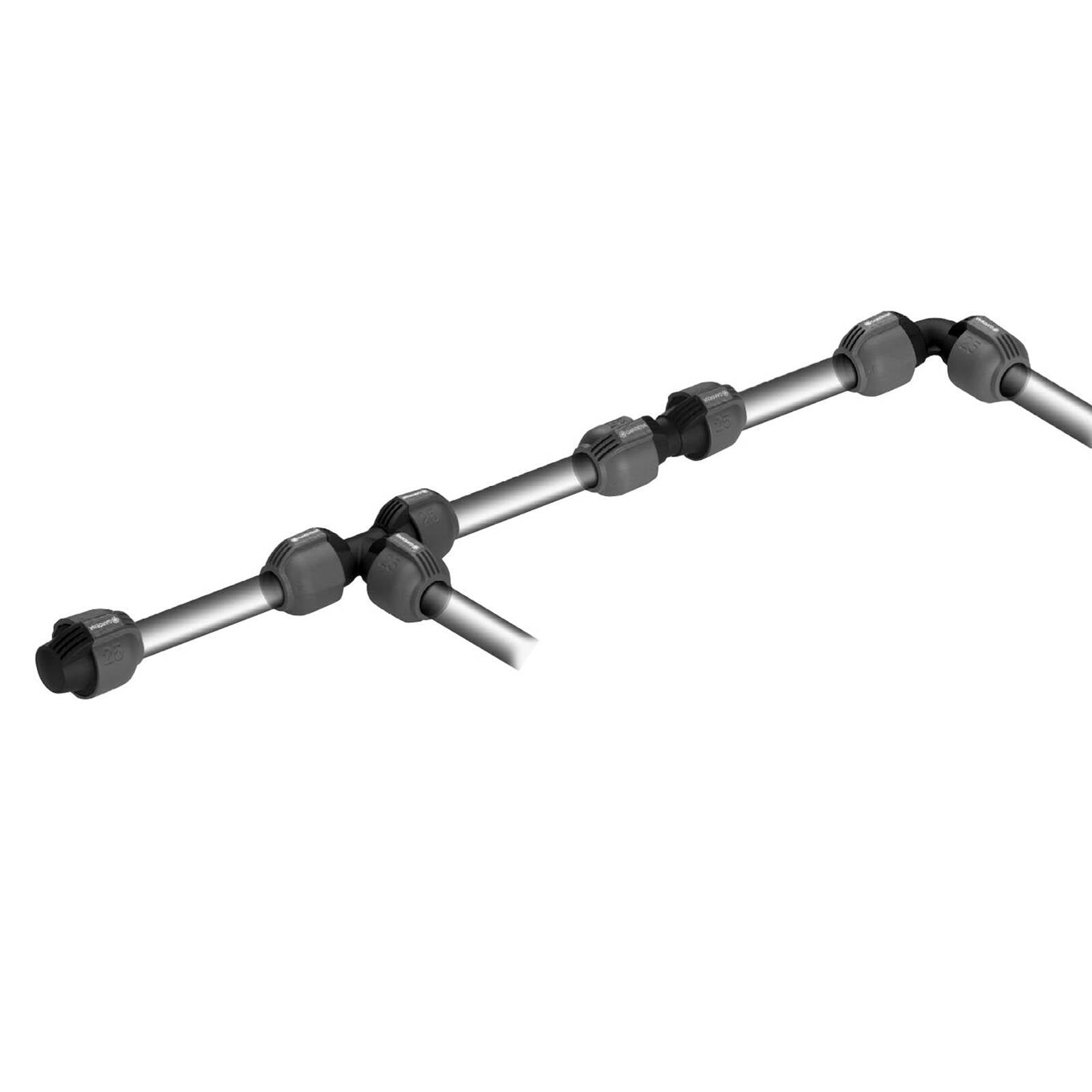 GARDENA 25mm Pipeline T-Piece in Black/Dark Grey High-Impact Plastic