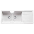 Turner Hastings Cuisine Double Bowl Fireclay Sink - Right Hand Drainer, Gloss White - CUD116FS-RHD