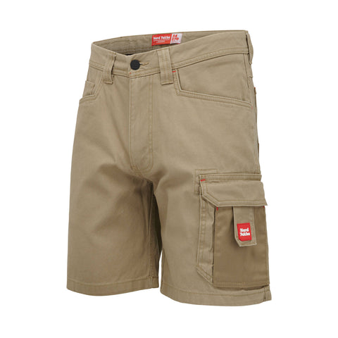 Hard Yakka Men's Legends Cotton Cargo Shorts Khaki, Size 87R, 340gsm 100% Cotton, Triple Stitched