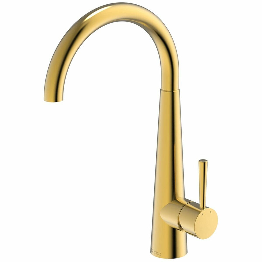 Gareth Ashton Gooseneck Bar Sink Mixer Tap - Eureka Gold Finish, 4 Star WELS - BTA014-G