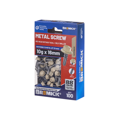 Bremick PA Metal Hex Screw - 10g x 16mm - B8 Coating - 100 Pack - Corrosion Resistant - SuperSaverAU - view 1