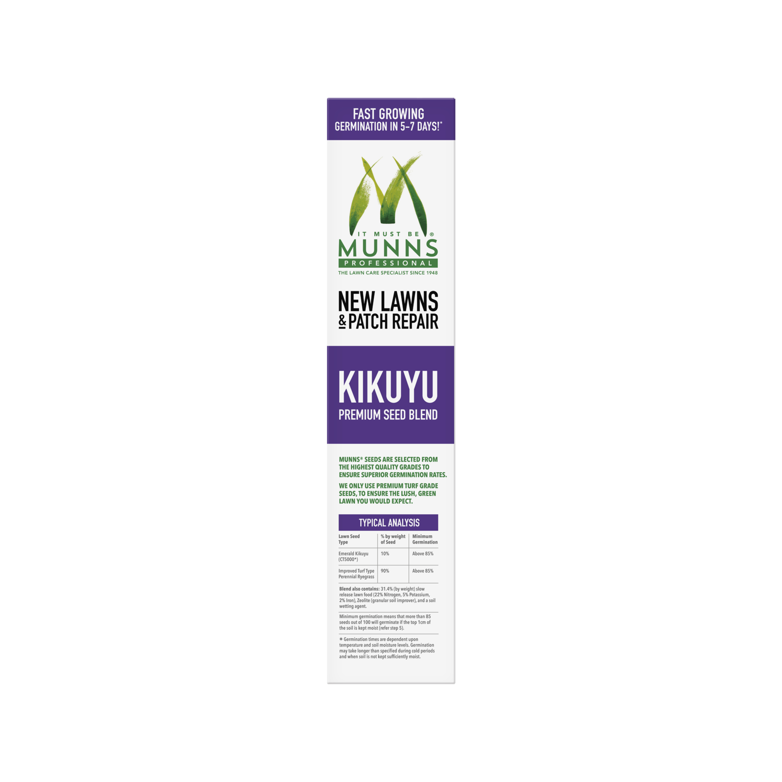 Munns Professional 1.1kg Emerald Kikuyu Lawn Seed Blend Drought Tolerant