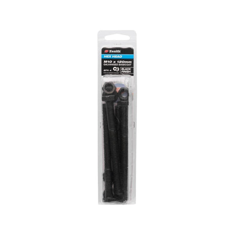 Zenith M10 Black Hex Head Bolt - 120mm - 4 Pack - Durable Fastening Solutions - SuperSaverAU - view 1