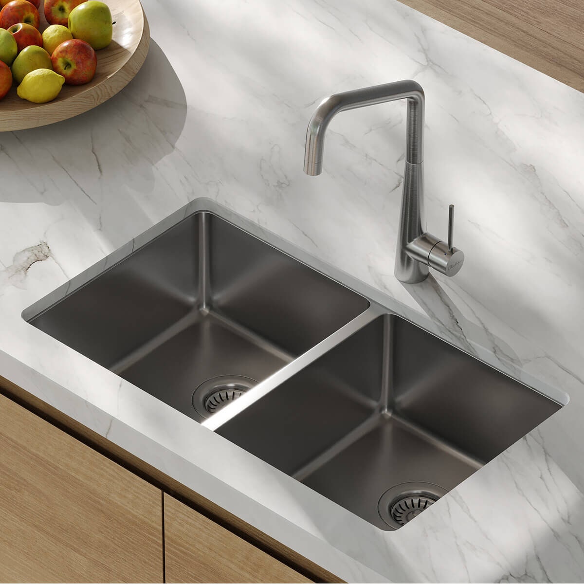 Oliveri Essente square gooseneck pull out mixer tap - 316 stainless steel - Stainless Steel - SS31675
