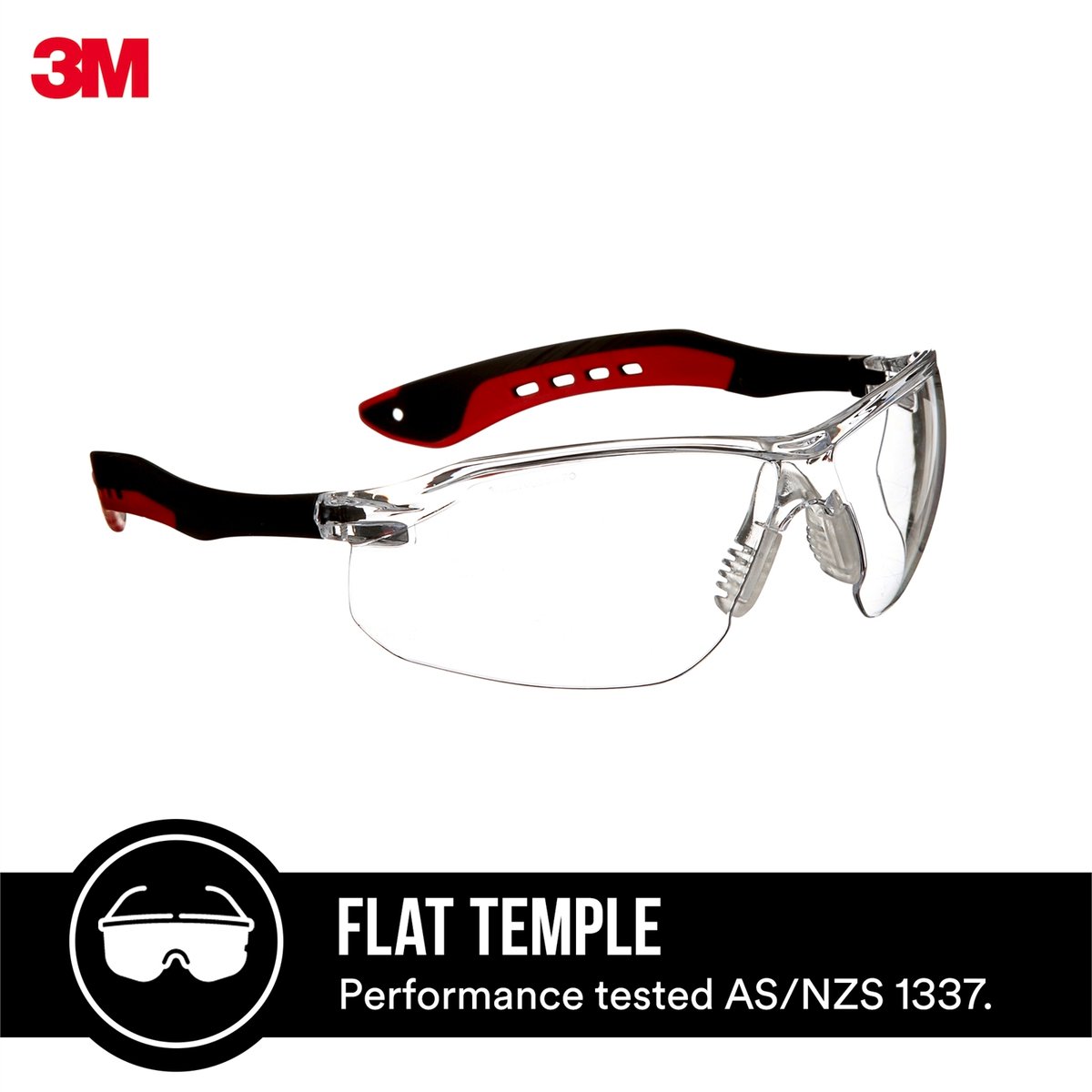 3M Flat Temple Safety Glasses Clear - 1 Pack - Composite - UV Protection - SuperSaverAU - view 2