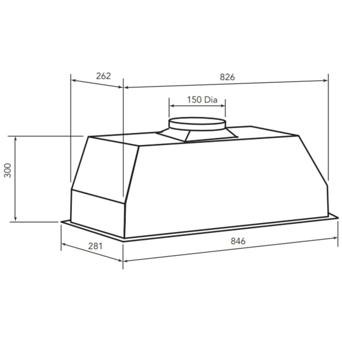 Glem Gas 85cm Undermount Rangehood - Black Stainless Steel - 800m³/h - 12W LED Strip - CK85UCFN