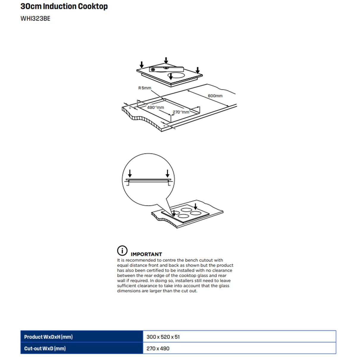Westinghouse 30cm 2 Burner Induction Cooktop - PowerBoost, Pause Function, Slide Controls - WHI323BE