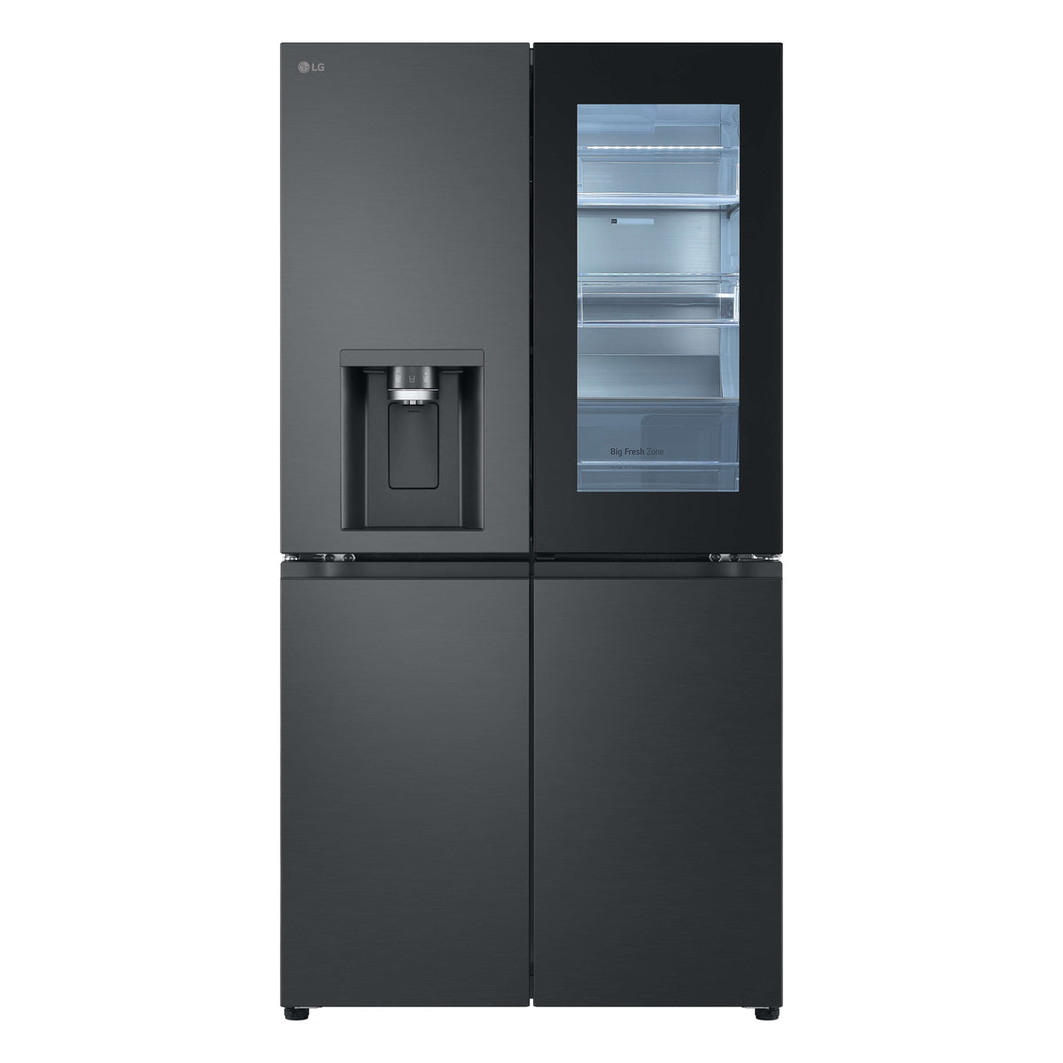 LG 847L InstaView French Door Fridge - Matte Black, Craft Ice Maker, Wi-Fi - GF-V900MBLC