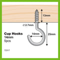 Everhang Cup Hooks - 14mm - Zinc Plated - 5 Pack - SuperSaverAU - view 2