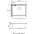 Oliveri undermount sink - large single bowl, white granite and quartz composite, overflow - ST-WH1550UOF